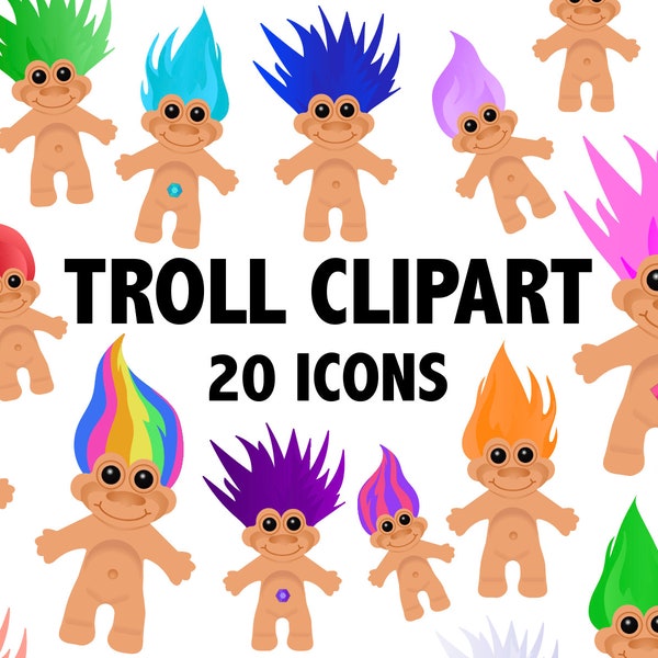 TROLL CLIPART 90s troll doll icons Printable Troll party images