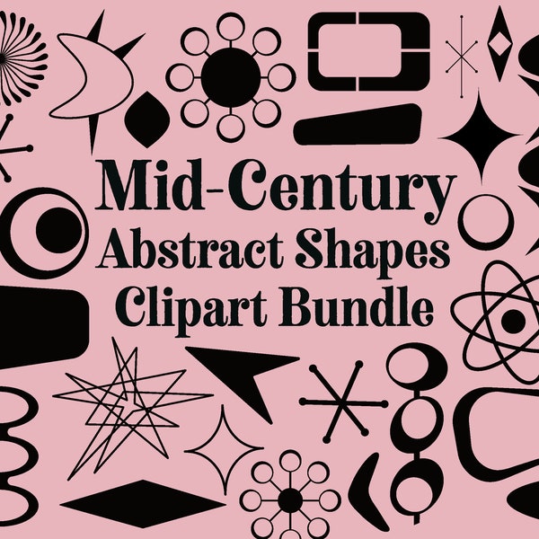 MID-CENTURY Abstract Shapes Clipart  retro googie sign shape 1950s clipart Mid Century clip art designs