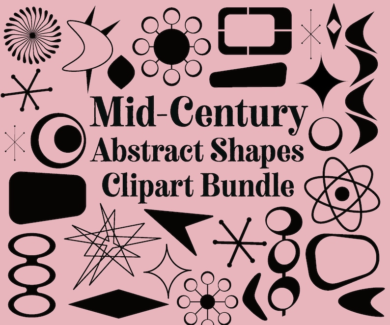 MID-CENTURY Abstract Shapes Clipart rétro googie signe forme des années 1950 clipart Mid Century clip art designs image 1