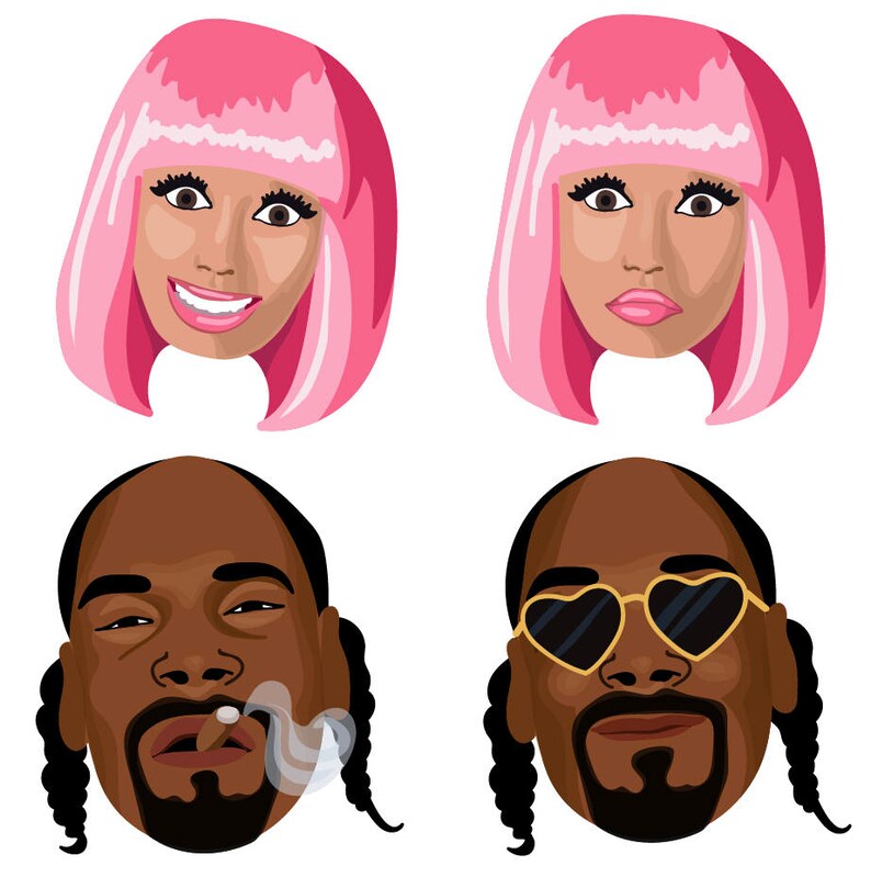 HIP-HOP Clipart icons feat. iconic rappers Printable hip hop | Etsy