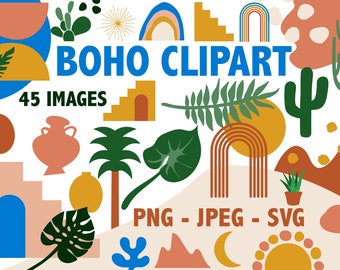 BOHO CLIPART  bohemian vector design elements MINIMALIST clip art Desert Oasis minimal design