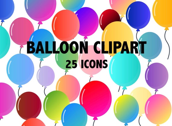 Balloon Clipart Colorful Printable Balloon Icons for | Etsy
