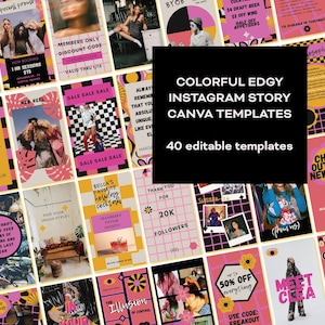 Colorful Edgy Instagram Story 40 Canva templates punk grunge emo