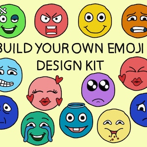 Build Your Own EMOJI design kit, hand drawn style, Custom Emojis, emoji builder AI and pngs