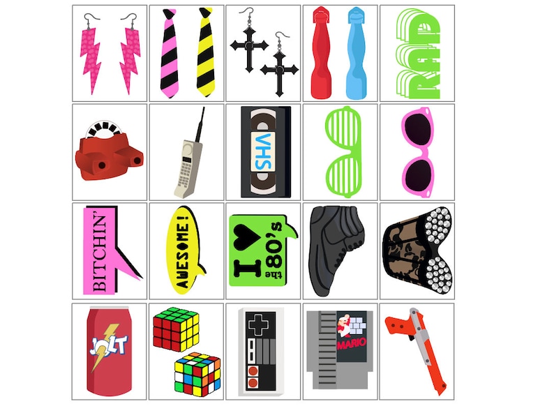 80s Printable Party Props 1980s Party Decorations For Etsy