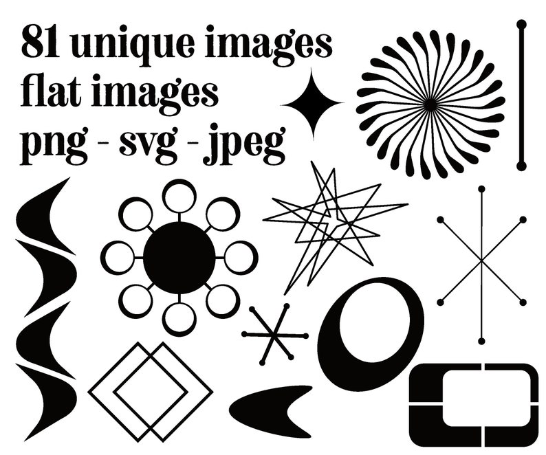 MID-CENTURY Abstract Shapes Clipart rétro googie signe forme des années 1950 clipart Mid Century clip art designs image 3