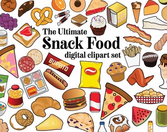 Ultimate Snack Food digital clipart set Huge snack food clip art bundle snack foods svg jpeg png