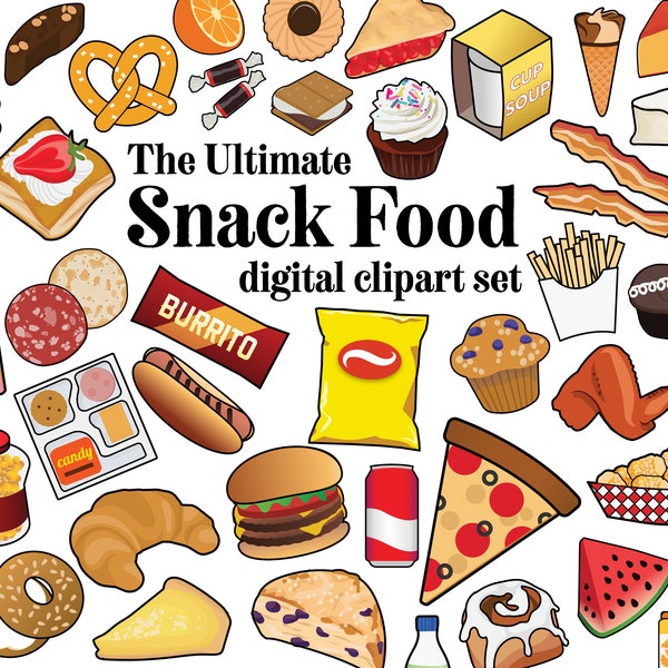 Ultimate Snack Food digital clipart set Huge snack food clip art bundle snack foods svg jpeg png