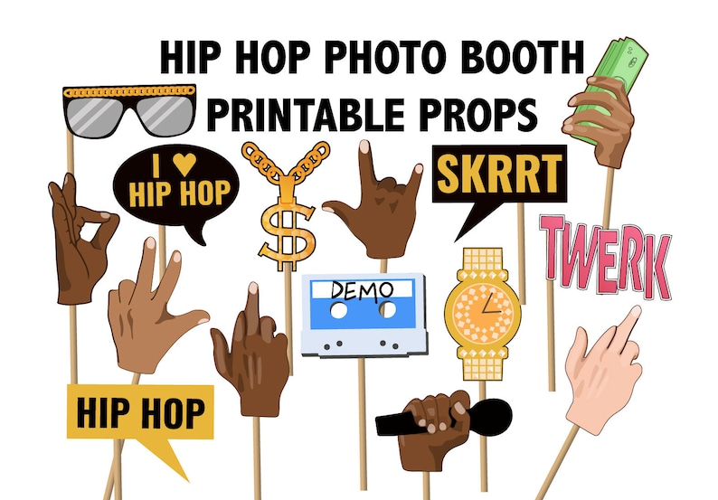 Hip Hop Photobooth Printable Props Rap Party Decor HIP HOP Etsy