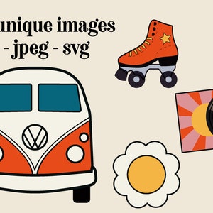 70's Forever Retro Graphics Clipart Set Seventies Digital Design ...