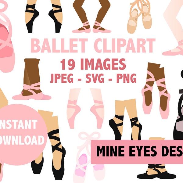 BALLET CLIPART ballerina ballet slipper and dance shoe icons Instant Download