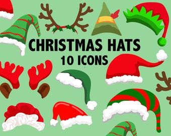 Weihnachtsmütze Clipart: Urlaub Kostüm Icons (Digitaler Download)