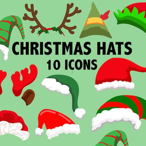 CHRISTMAS HAT CLIPART  holiday xmas icons Santa Claus costume printable Christmas icons holiday clip art images Mrs Clause reindeer