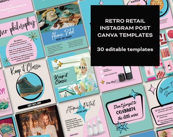 Retro Instagram Post Templates: 50s Googie Designs, Canva Editable (30)