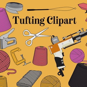 Clipart di tufting di tappeti, disegni di clip art originali per artisti di tufting di tappeti