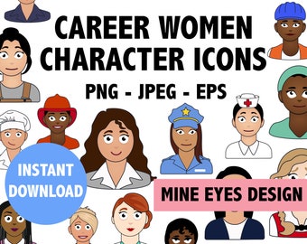 CARRIÈRE VROUWEN Karakter Iconen - feministische werkende meisje iconen, diverse banen en beroepen