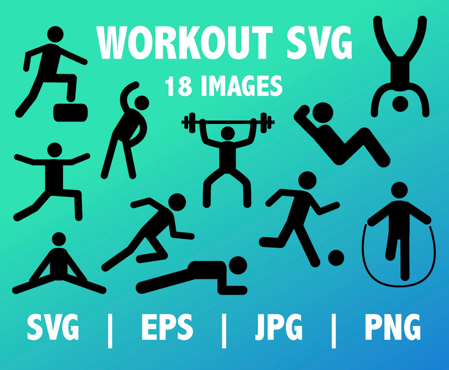 WORKOUT CLIPART exercise clip art workout svg gym icons Etsy