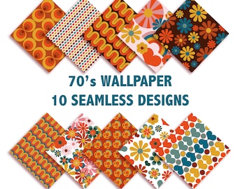 Papel tapiz retro de los 70: 10 diseños digitales sin costuras (descargables)