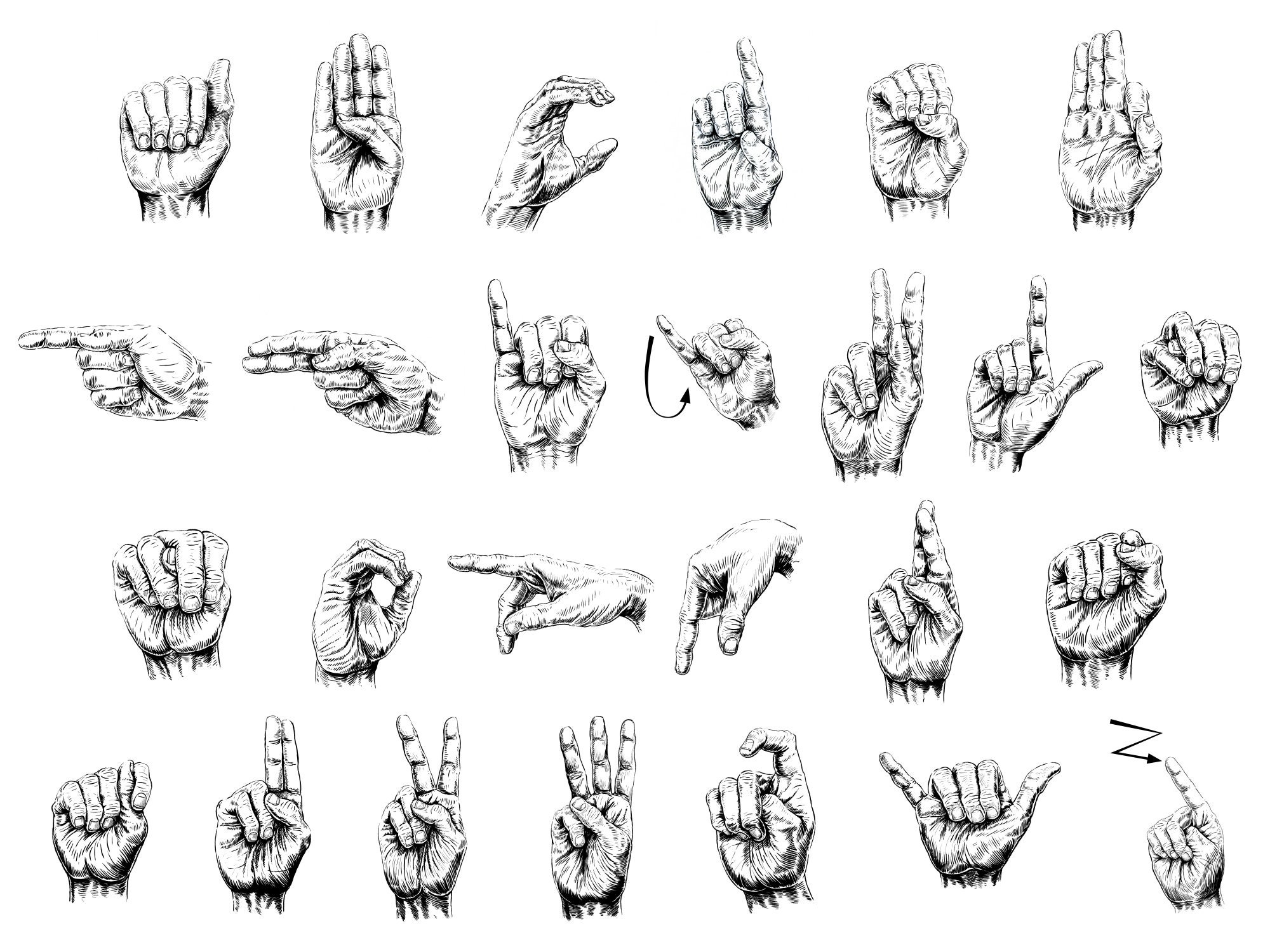 ASL Alphabet Hand Icons: American Sign Language Digital Download (JPEG ...