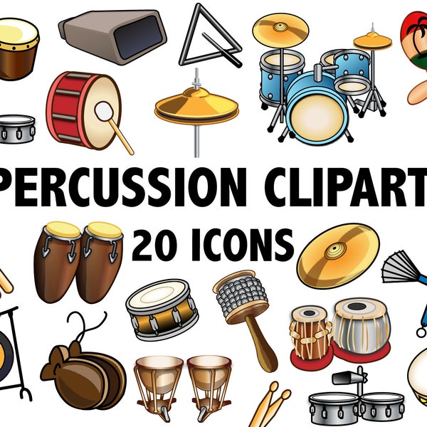 PERCUSSION CLIPART digital drum clipart Printable musician rock band instruments and drums