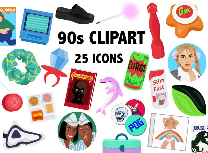 90'S ERA CLIPART 90s nostalgia icons Printable 90s | Etsy