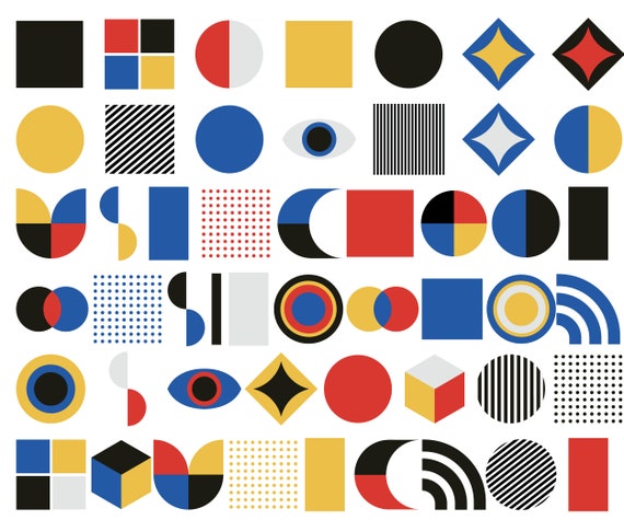 Buy Bauhaus Clipart: Retro Graphic Design Elements (digital