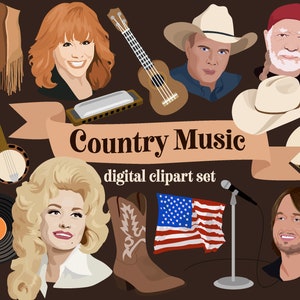 Coleção de ilustrações digitais de música country