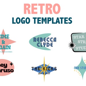 Retro Logo Templates  Digital Customizable Canva Templates Mid Century Googie Sign designs