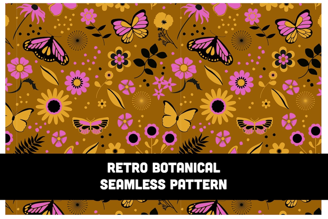 Retro Botanical Seamless Pattern for Fabric Sublimation Image Surface ...