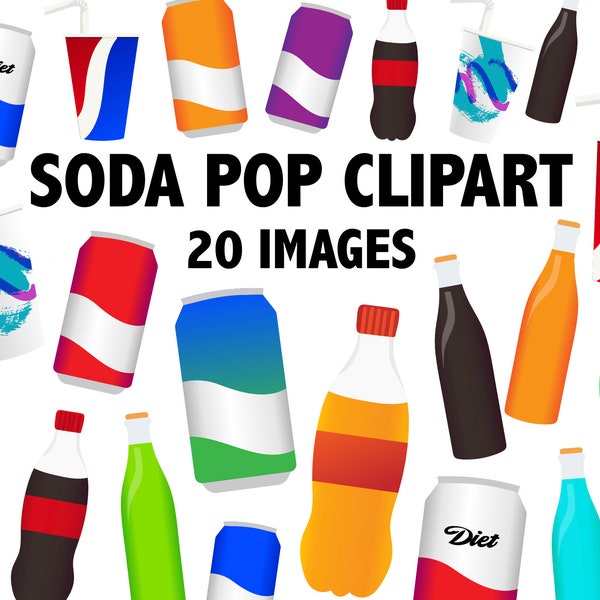 SODA POP CLIPART soft drink beverages digital clip art icons soda cans pop bottles diet soda coke clipart fountain soda