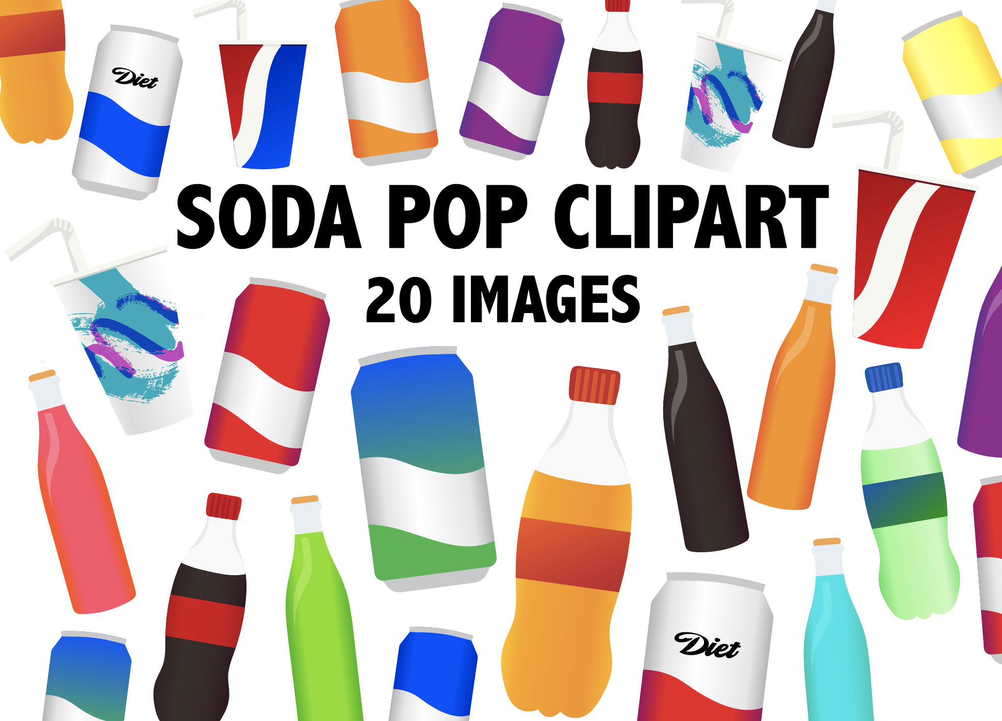 SODA POP CLIPART Soft Drink Beverages Digital Clip Art Icons Soda Cans Pop  Bottles Diet Soda Coke Clipart Fountain Soda - Etsy