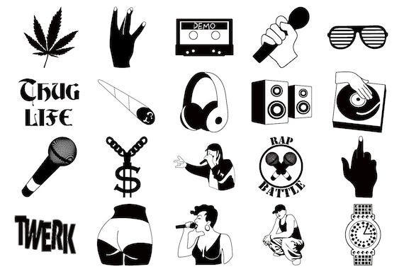 HIP HOP COLLECTION Rap and Rapper Svg Clipart Icons Music Education Rap Battle Clip Art Etsy Canada