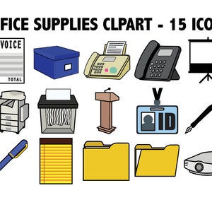 OFFICE SUPPLIES CLIPART - work icons - college, office, and school printable icons