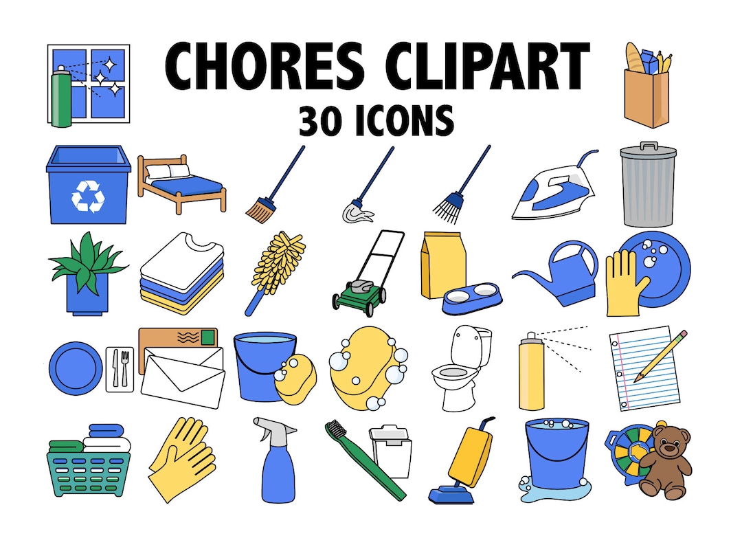 CHORES CLIPART Kids Chore Chart Planner Sticker Icons Day Care