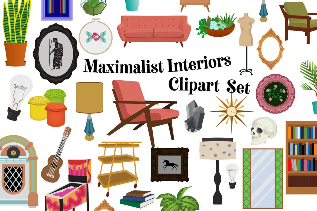 MAXIMALIST INTERIORS Clip Art Design Elements Interior Design ...