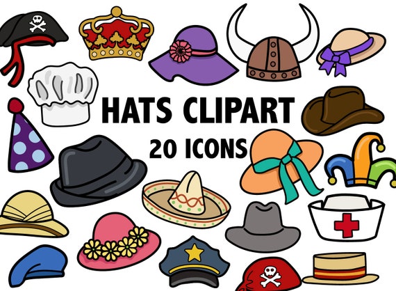 PARTY HAT CLIPART Hand drawn hat icons Printable accessory | Etsy