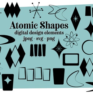 50s ATOMIC SHAPES retro googie sign shape 1950s clipart Mid Century clip art designs