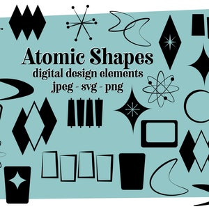 50s ATOMIC SHAPES  retro googie sign shape 1950s clipart Mid Century clip art designs