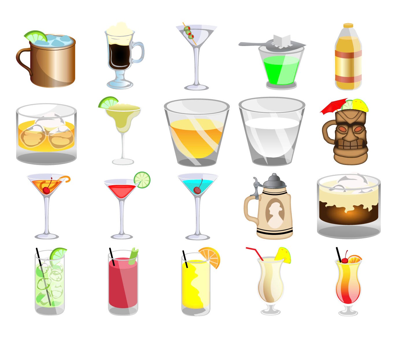 HAPPY HOUR CLIPART Alcohol Beverages Cocktail Icons - Etsy