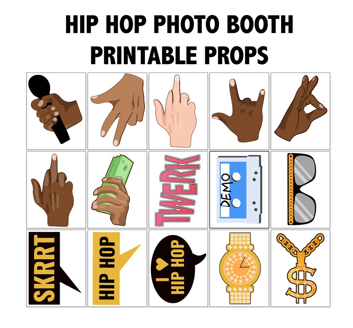 Hip Hop Photobooth Printable Props Rap Party Decor HIP HOP - Etsy