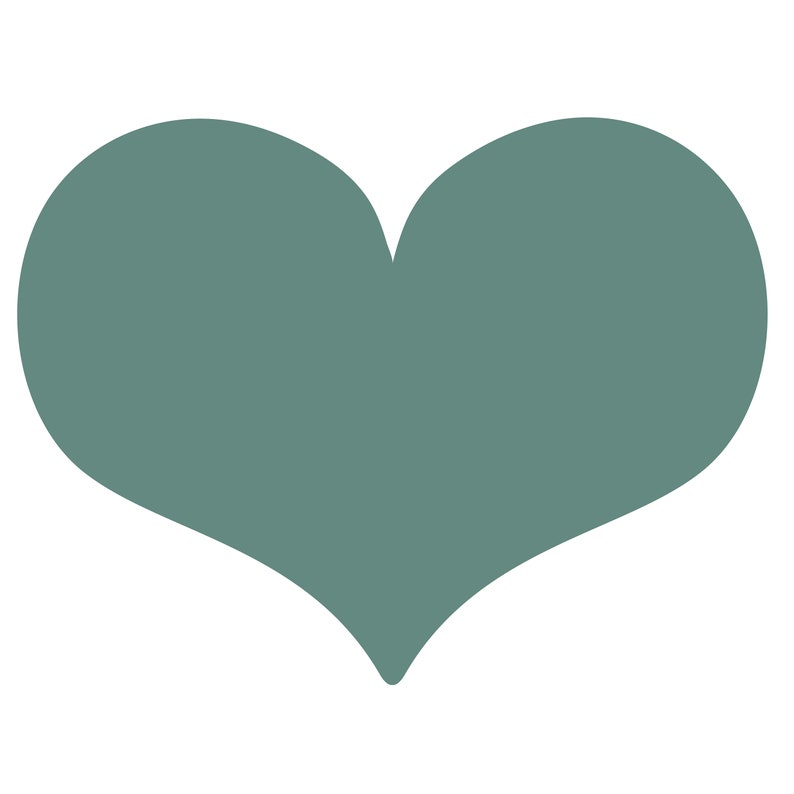 May include: A solid green heart shape.