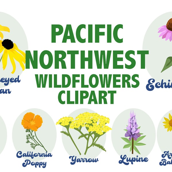 Pacific Northwest Wildflower Clipart flowers floral clip art gardening gardener