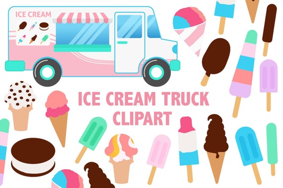 Ice Cream Truck Clipart Printable Summer Clipart Icons Etsy Ice Cream Truck Clipart Printable Summer Clipart Icons Etsy