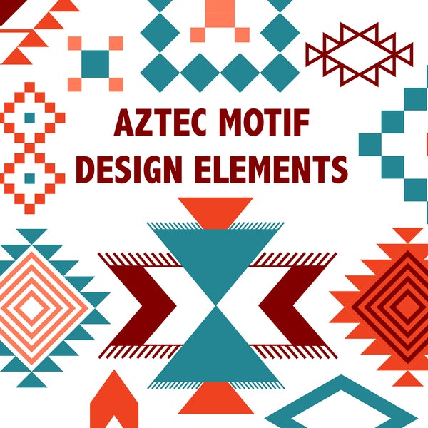 AZTEC MOTIF Elementos de diseño Formas y patrones geométricos coloridos Geometría abstracta imágenes prediseñadas