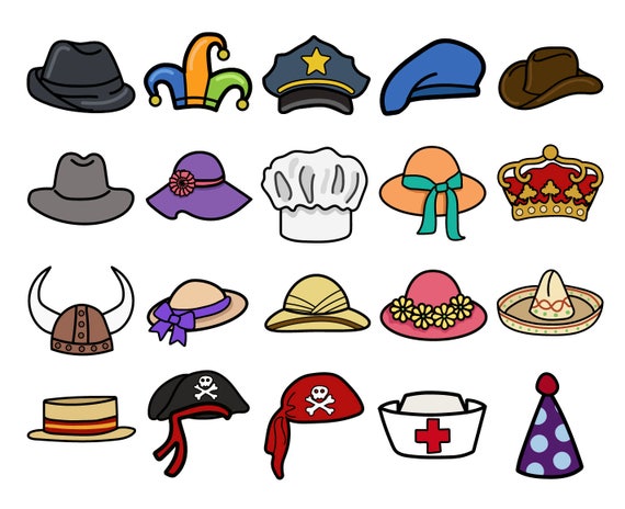 PARTY HAT CLIPART Hand Drawn Hat Icons Costume Illustration Clip Art  Printable Accessory Art - Etsy UK