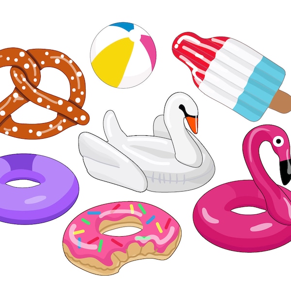 FLOATIES CLIPART - pool party images, swan floaty clipart, summer scrapbook, summer clipart pool clipart beach ball clipart Instant Download