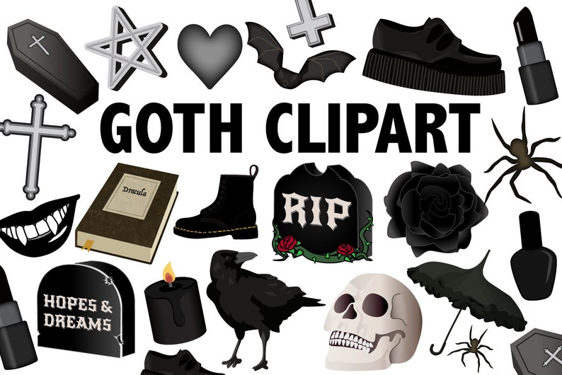 GOTH CLIPART Halloween Printable Icons Gothic Party Icons Etsy GOTH CLIPART Halloween Printable Icons Gothic Party Icons Etsy