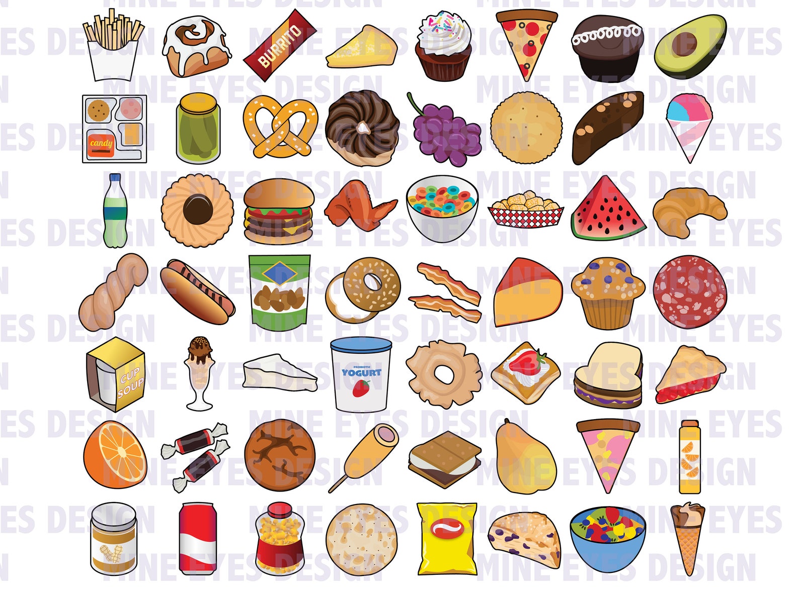Snack Food Clipart Set: 56 PNG, SVG, and JPEG Files (digital Download ...