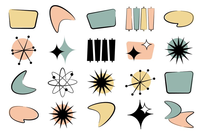 RETRO CLIPART Mid Century Modern Design Icons Googie Sign - Etsy : The amazing photo showing a gorgeous view. The colors are vibrant and mix flawlessly. The layout looks wonderful, and the features are also highly clear.