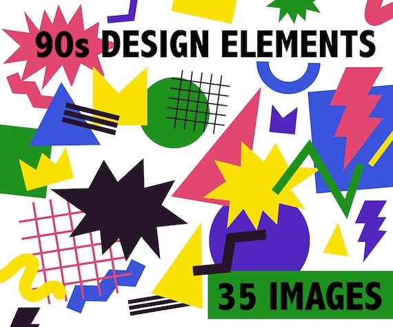 90s Nostalgia Design Elements Retro 90s Graphic Design